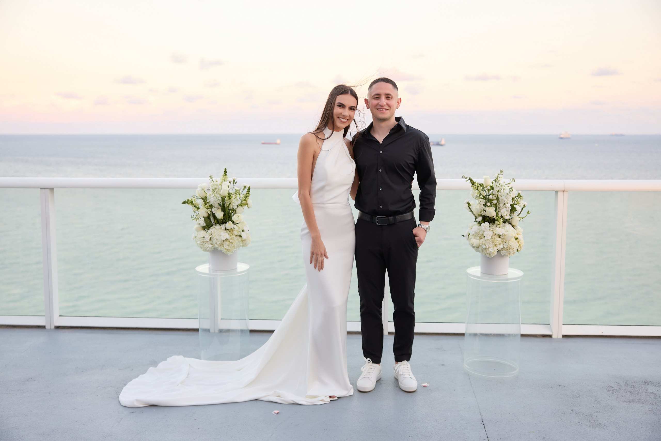 Couple on a rooftop during their ceremony