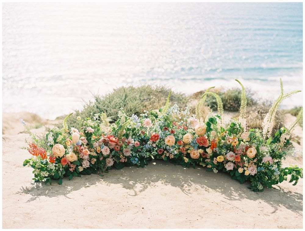 Semi circle of ground flowers on a dune